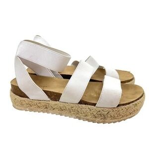 American Eagle white Espadrille Elastic strappy open toe slip on Sandals size 8